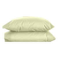 The Great American Store Queen Pillow Case Set Of 2 Stripe Ivory 100% Brushed Microfiber, Soft and Cozy, Wrinkle, Fade, Stain Resistant with Envelope Closure