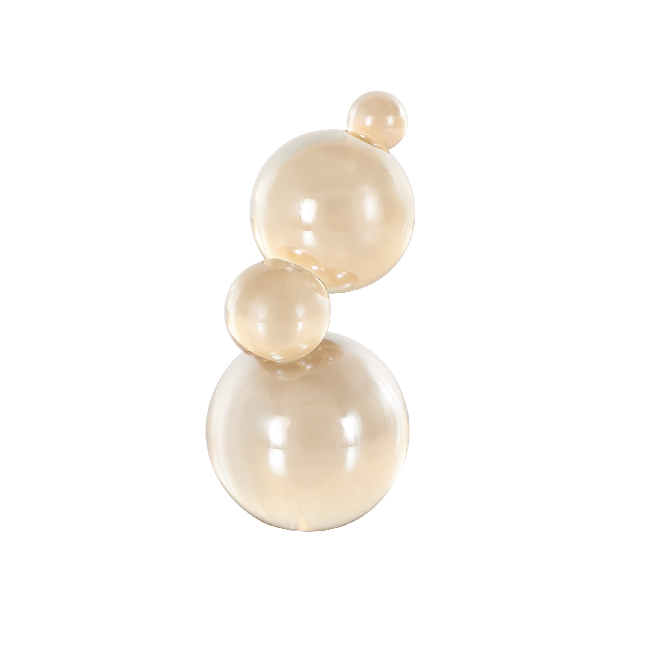 4" x 8" Beige Glass Stacked Orbs Abstract Sculpture, by DecMode