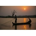 thumbnail image 2 of Zuckerman, Jim 32x23 White Modern Wood Framed Museum Art Print Titled - Myanmar, Amarapura Fishermen on Irrawaddy River, 2 of 4