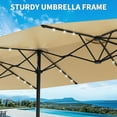 thumbnail image 3 of Riedhoff 15ft Large Patio Umbrella with Solar Lights and Cross Base for Deck Poolside Backyard,Beige, 3 of 7