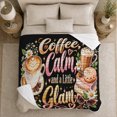 thumbnail image 5 of Glamorous Coffee Floral Accents, Playful Food Art Scene, Warm Flannel Blanket for Living Room and Reading Nook, Art Lovers Appreciation Gift, Playful Home Decor, 5 of 9