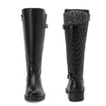 thumbnail image 3 of Love Steetly Women's Extra Wide Calf Knee High Boots, Faux Leather Winter Tall Boots, Diamond Quilted Shaft, Knitted Collar, Double Buckle Block Heel Boots., 3 of 8