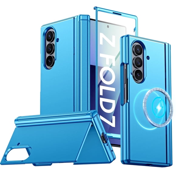 Vizvera Magnético para Samsung Galaxy Z Fold 7 Funda con Soporte, Compatible con Magsafe, Protección de Bisagra, Protector de Pantalla, Soporte Oculto Incorporado, Funda Delgada a Prueba de Golpes pa