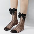 thumbnail image 5 of Faithtur Femmes Filles Chaussettes Résille, Bas de Mode Bas de Bas de Mode en Maille de Genou avec Noeud en Satin, 5 of 5