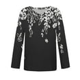 thumbnail image 4 of Black Womens Tops Women's Spring/Summer Printed V Neck T Shirt Base Top Long Sleeve T Shirt Going Out Tops for Women, 4 of 5