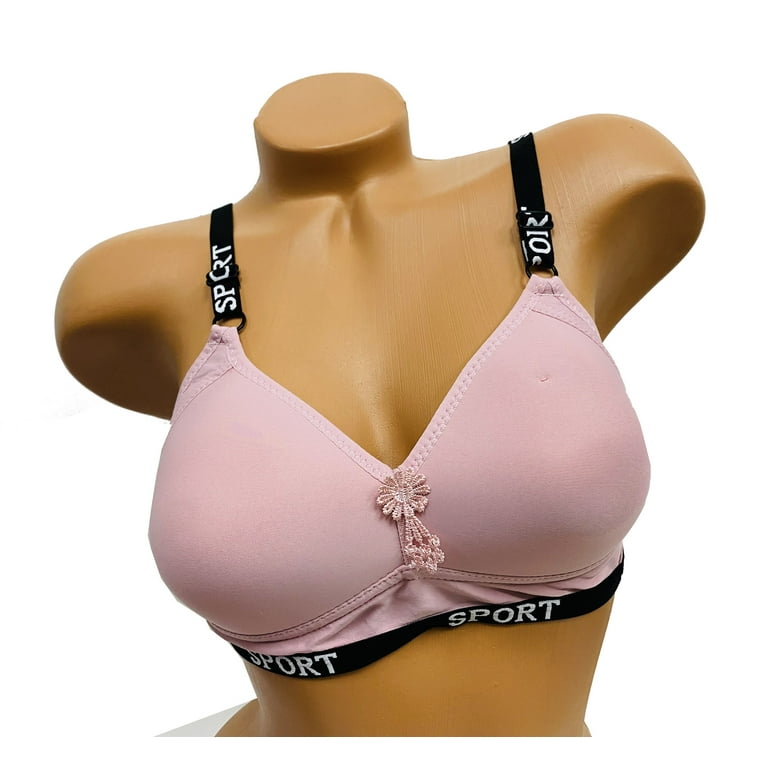 Women Bras 6 pack of Basic No Wire Free Wireless Bra B cup C cup