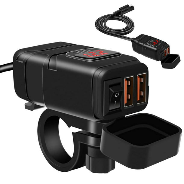 Motorcycle USB Charger, TSV 5/9/12V Motorcycle QC 3.0 Quick Charge Waterproof Voltmeter Red, SAE to USB Adapter for Motorcycles, ATVs, SUVs, Ships - Walmart.com