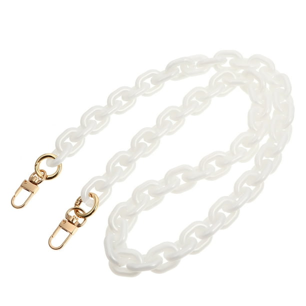 Cadena de resina blanca para bolso de mano con hebillas de metal, correa de repuesto para asa de bolso