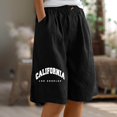 thumbnail image 4 of Womens Bermuda Shorts Cotton Elastic High Waist Wide Leg Pockets Breathable Knee Length Bermuda Long Shorts for Women, 4 of 7