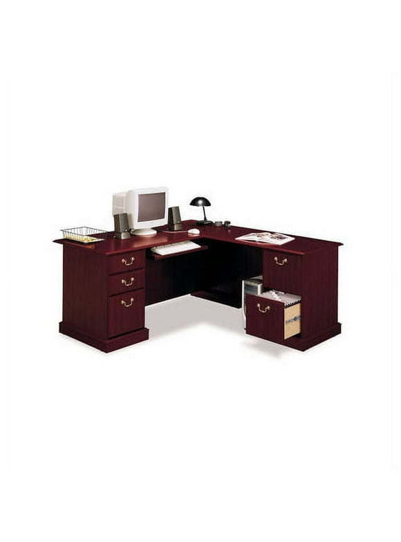 Bush Furniture Saratoga L Shaped Computer Desk with Drawers and Keyboard Tray
