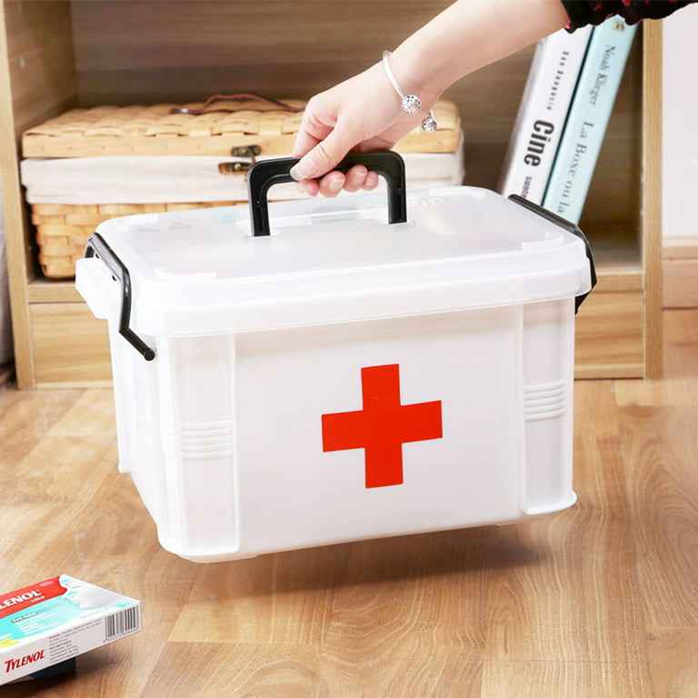 Leaveforme Portable First Aid Kit Handled Medicine Organizer Box