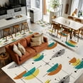 thumbnail image 5 of Boho Modern 2.7x5 Area Rugs, Middle Century Teal Yellow Orange Geometric Non-Skid Rubber Backing Large Rectangle Rugs - Living Room Bedroom Home Office, Indoor Floor Mat Carpets Washable Rug, 5 of 9