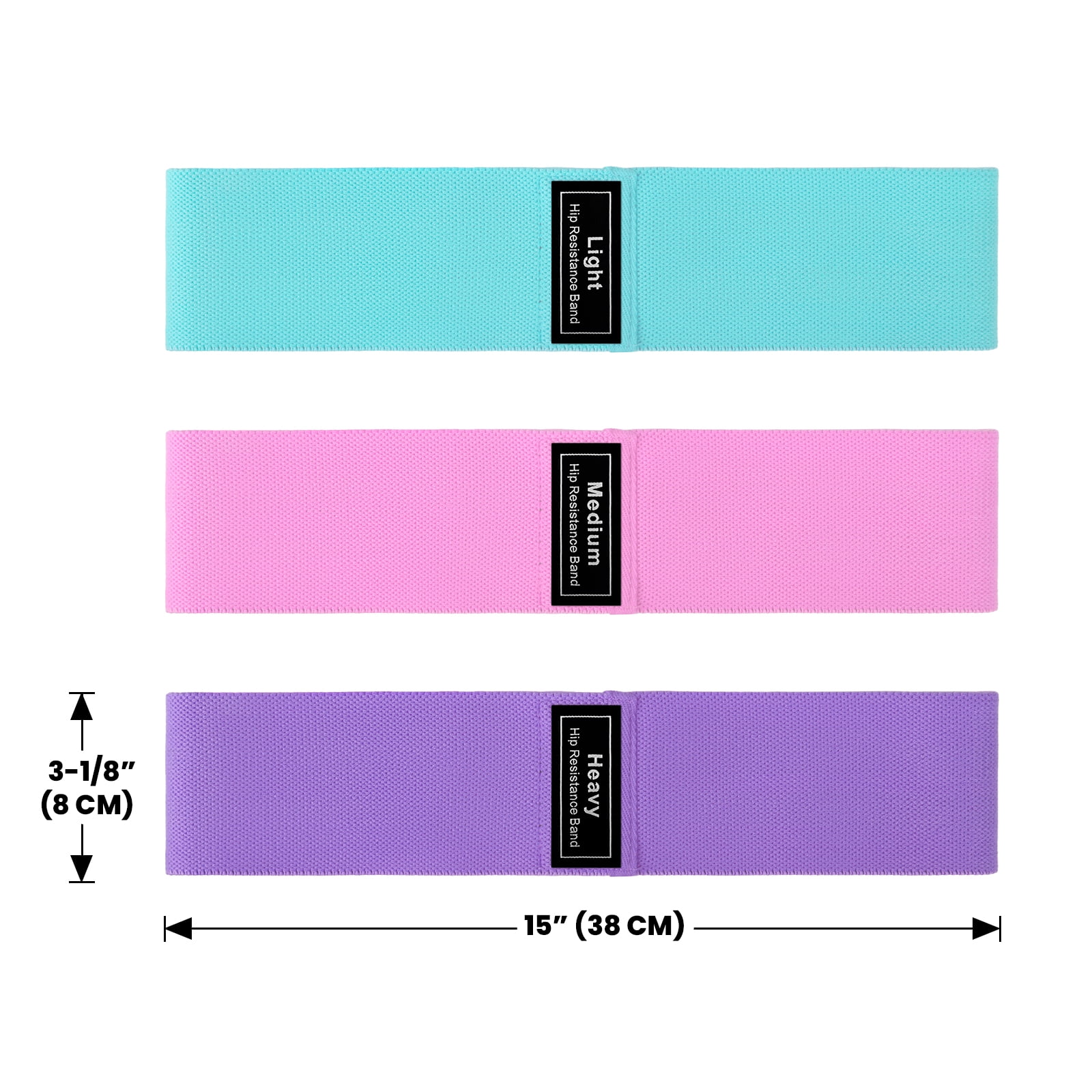 Muka 3 Pcs Resistance Bands Fabric Stretch Bands for Working Out, Elastic Band Loops for Booty Legs Thigh Glute Exercise (Assorted)