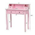 thumbnail image 3 of Costway Writing Desk Makeup Vanity Table Home Office Computer Desk 4 Drawer Pink, 3 of 11
