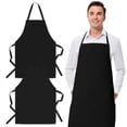 thumbnail image 2 of White Classic Black Aprons - Commercial Chef Bib Apron for Kitchen and Restaurant Cooking without Pockets, Unisex Women and Men, Adult - 2 Pack, 2 of 8