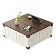 thumbnail image 3 of Farmhouse Lift Top Coffee Table with Storage, Wood Square Center Table with Charging Station&USB Ports, Living Room Central Table 4 grids Large Hidden Space, for Living Room, Bedroom, Home Office 2306, 3 of 11