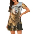 thumbnail image 1 of Balery Cute Prairie Sheep Herd Camisón de manga corta con cuello redondo para mujer, cómodo y elegante., 1 of 6