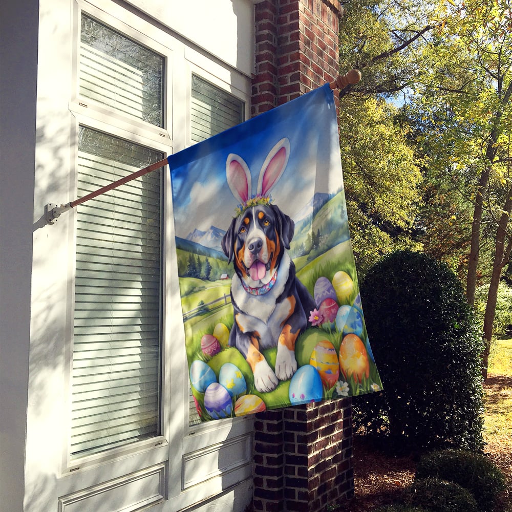 Greater Swiss Mountain Dog Easter Egg Hunt House Flag 28 in x 40 in