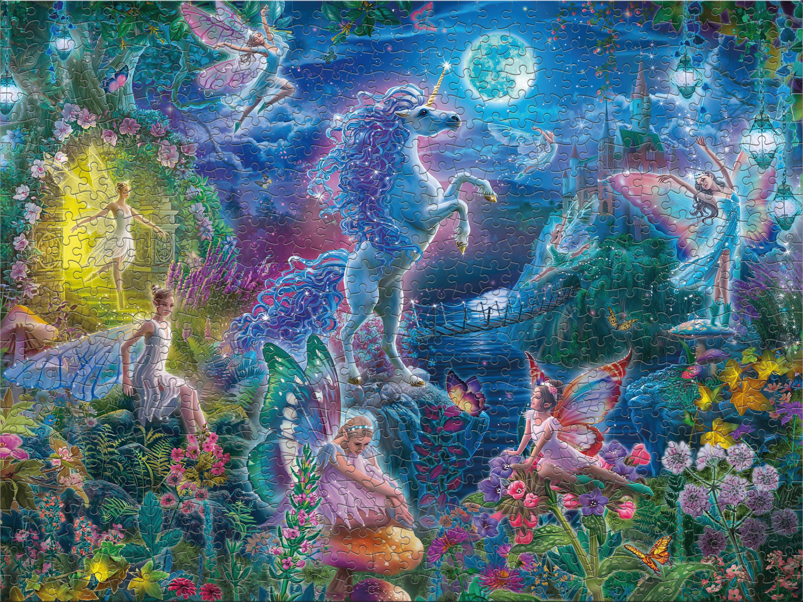 Ceaco 500-Piece Foil Unicorn Fairytales Interlocking Jigsaw Puzzle