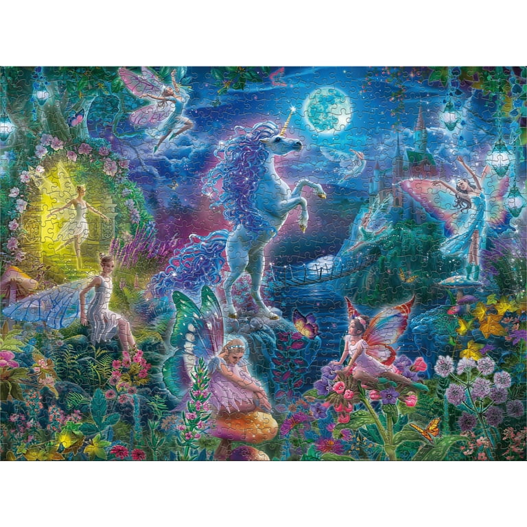 Ceaco 500-Piece Foil Unicorn Fairytales Interlocking Jigsaw Puzzle