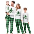 thumbnail image 4 of Hirigin Store Family Matching Christmas Pajamas Set, Long Sleeve Christmas Tree  Letter Print Tops Green Plaid Pants Sleepwear Outfits, 4 of 9