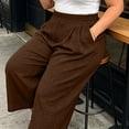 thumbnail image 4 of Khunlpohl Womens Capri Pants Plus Size Wide Legs Palazzo Elastic High Waist Pant Casual Baggy Plain Capris Trousers with Pockets, 4 of 7