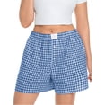 thumbnail image 2 of Cueply Women's Plus Size Plaid Shorts Cotton Button Gingham Lounge Shorts Summer Casual Beach Shorts with Pockets, 2 of 7