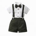 thumbnail image 5 of HCNTES Toddler Kids Boy Shorts Clothing Set Baby Boy Dress Clothes Baby Boys Formal Suit Set Short Sleeve Romper Suspenders Shorts Pants Bowtie Wedding Tuxedo Outfits, 5 of 6
