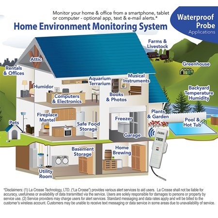 La Crosse Alerts 926-25102-PET Aquarium Monitoring System with Wet Probe for Early Warning Alerts & Wireless mobility