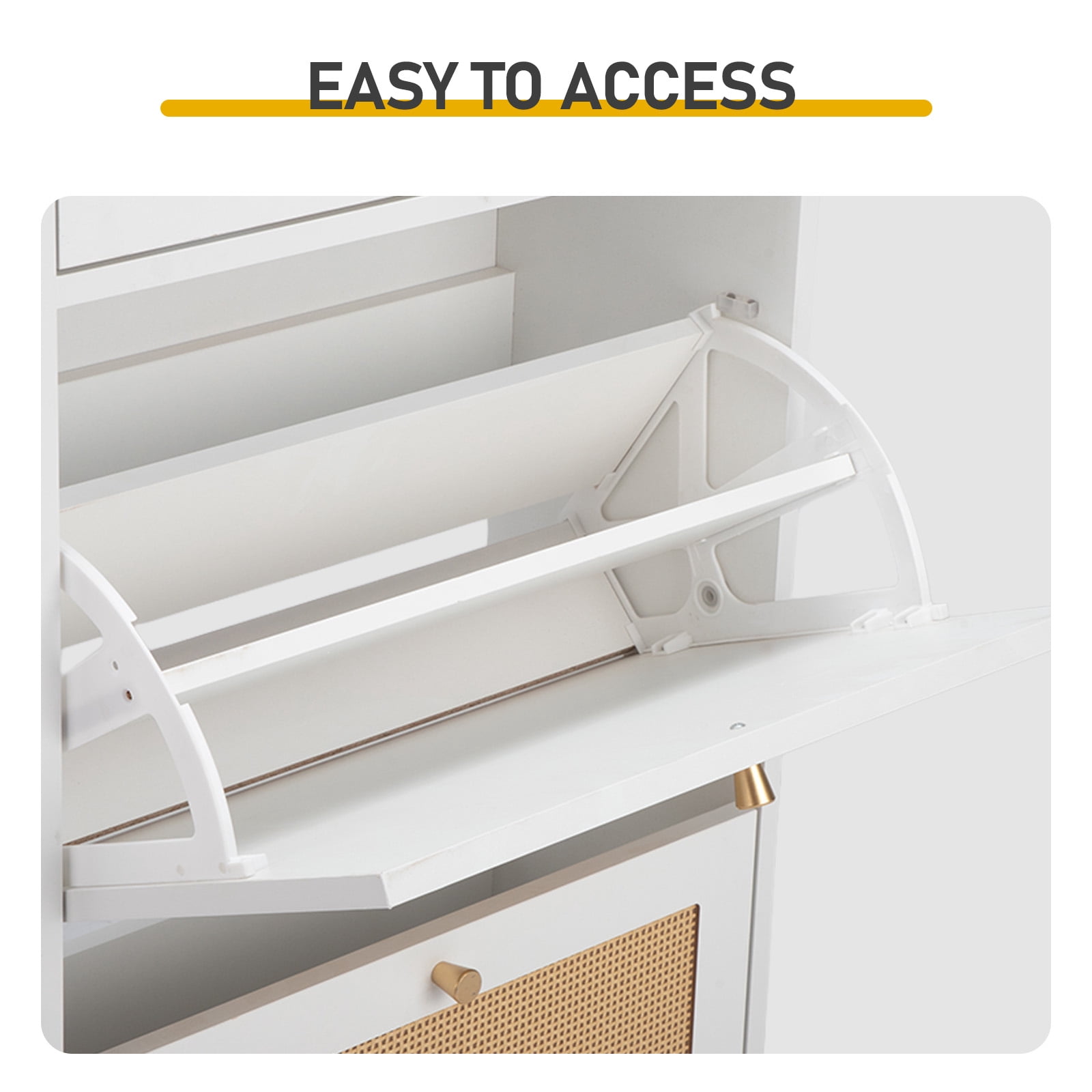 White Flip-Top Shoe Cabinet with 1 Drawer 2 Flip Compartments, Particleboard Storage Organizer for Entryway Apartment Hallway