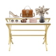thumbnail image 4 of 2 Pieces Handbag Display Stands, Display Riser Shelves, Modern Sturdy Nesting Tables For Afternoon Tea, Cakes, Pastries, Desserts Display Tables for Home&Store - White, Gold, 4 of 14
