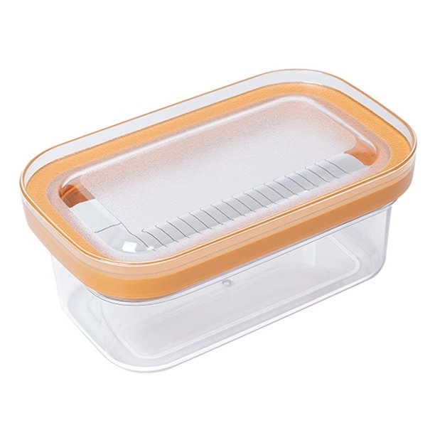 Plato Cortador Mantequilla Con Caja Recipiente Plástico Tapa (280 G) Naranja
