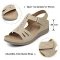 thumbnail image 3 of SHIBEVER Women's Wedge Sandals Boho Beach Summer Velcro Strap Wedge Sandal for Woman Walking Casual Trendy Elegant Lady Shoes Khaki, 3 of 5