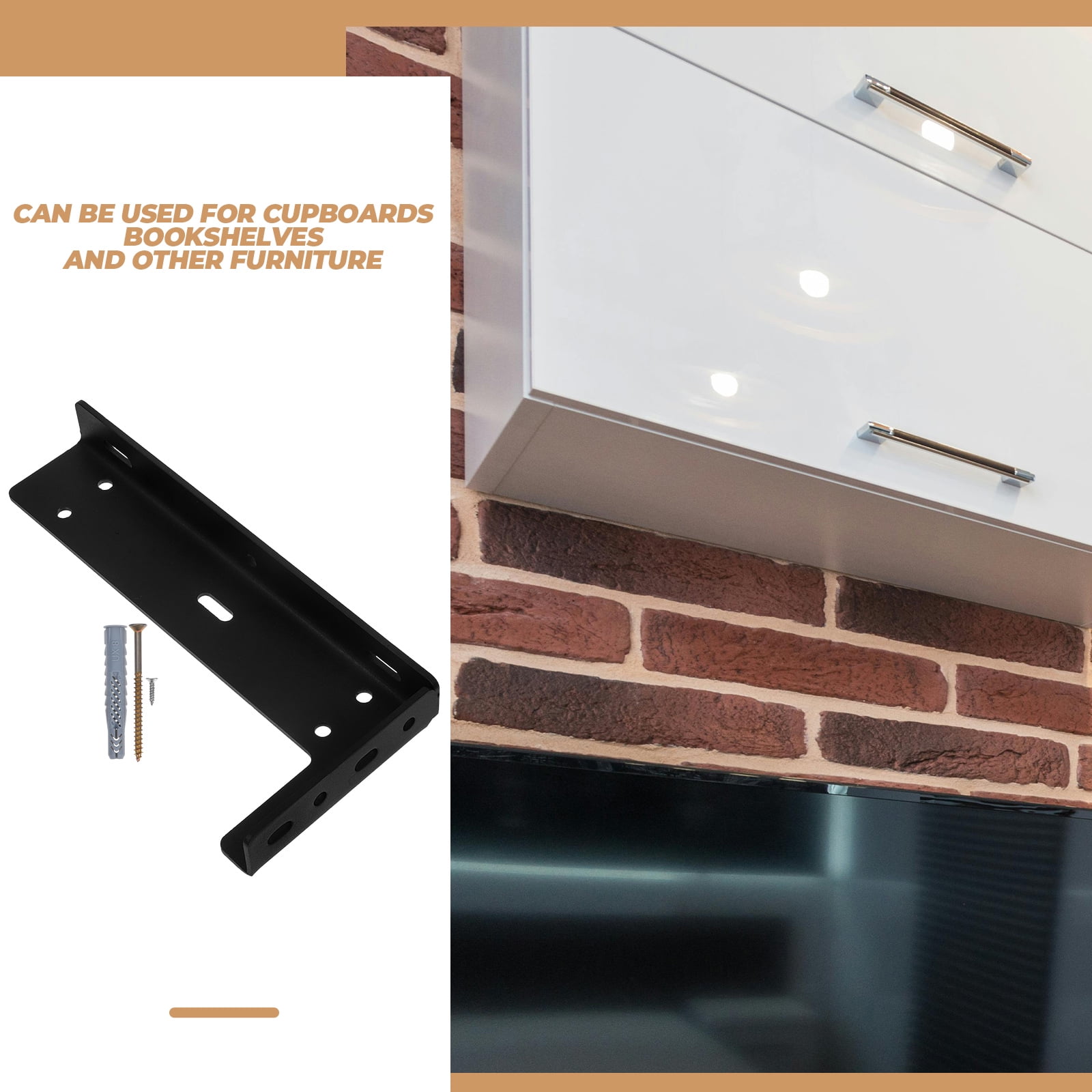 Raindrops 2-Pack Heavy Duty Metal L Brackets for Floating Shelves, Decorative Wall Shelf Supports in Black for Kitchen, Nursery, Mantel