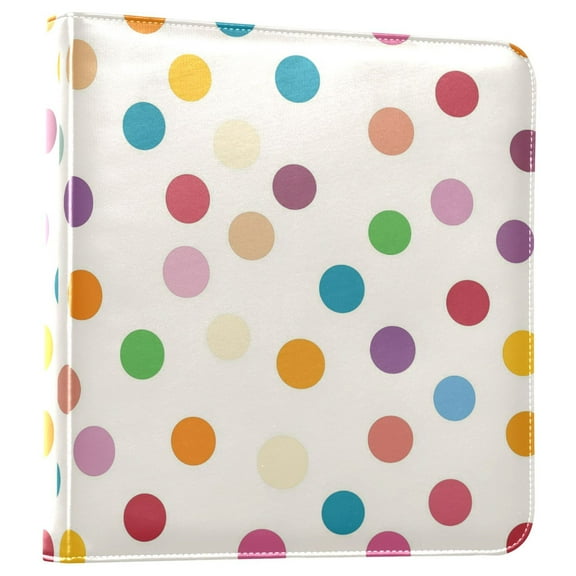 FORMRS 3 Ring Photo Album 4"x6" Self Adhesive Large Capacity PU Leather Cover, Polka Dot