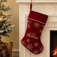 thumbnail image 4 of Yhmxh Velvet Christmas Stocking, 19 Inch Large Xmas Stocking with Golden Snowflake Embroidery & Merry Christmas Lettering, Hanging Plush Cuff Stocking for Fireplace Mantel Christmas Home Decor, 4 of 6