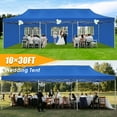 thumbnail image 3 of COBIZI 10x30 Heavy Duty Pop up Canopy Tent with 5 Waterproof Walls, UPF 50+ Protection, Roller Bag, Adjustable Heights, and 4 Sand Bags,Blue (Enhanced Hexagonal Frame), 3 of 11