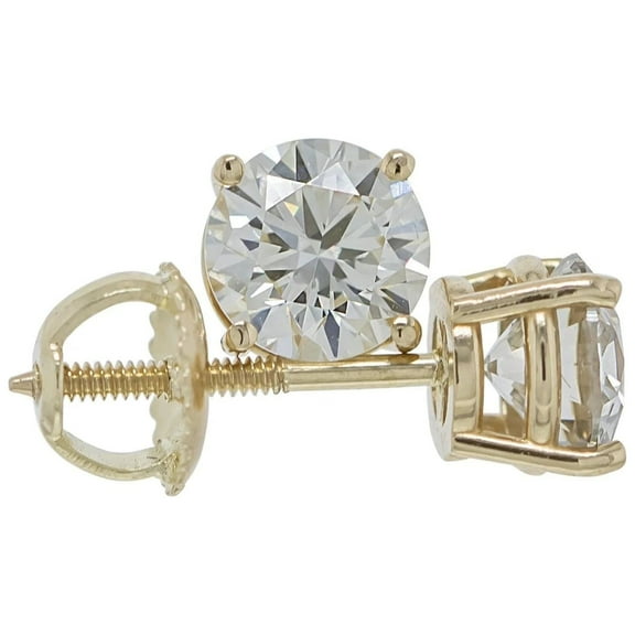 New World Diamonds IGI Certified 2.0Ctw Lab-Grown Diamond Stud Earrings 14k Gold I-J VS2-SI1