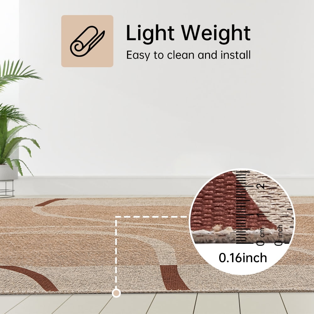 Wondiair 4x6 Boho Rug Farmhouse Neutral Faux Jute Washable Non Slip Rug for Living Room Bedroom Entryway