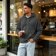 thumbnail image 4 of Resicozy Mens Waffle Hoodies Pullover Long Sleeve Casual Fashion Sweatshirts Gym Hooded Shirt with Pocket Dark Gray 3XL, 4 of 8
