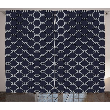 Navy Blue Curtains 2 Panels Set Navy Inspired Sailor Knot Rope