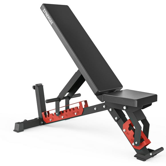 Synergee Adjustable Wing Back Workout Bench. Weight Bench for Dumbbell & Barbell Press Exercises & Workouts. Great for Commercial, Garage and Home Gym.