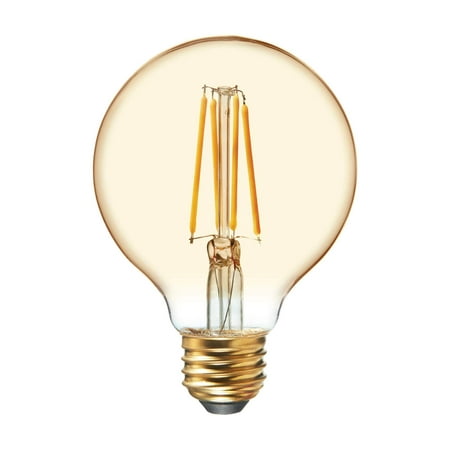 

GE Lighting 36783 Amber Glass Light Bulb Vintage Style Dimmable LED Decorative G25 Globe 4.5 (40-Watt Replacement) 280-Lumen Medium Base 1-Pack