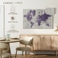thumbnail image 5 of Elephant Stock Old World Map Purple Gray Wall Art - Horizontal Canvas Wall Art - Living Room Wall Decor - Map Canvas - Purple And Gray Decor By Wild Apple Portfolio - 30" x 20", 5 of 8