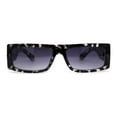 thumbnail image 3 of Square Flat Top Narrow Rectangular Plastic 90s Sunglasses Slate Tortoise Smoke, 3 of 4