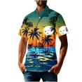 thumbnail image 2 of JXMVOJ Men's Hawaii Print Casual Button-Up Shirt, Lightweight Polyester Summer Tops for Outdoor, Party, Wedding, Casual Daily Wear, 2 of 5