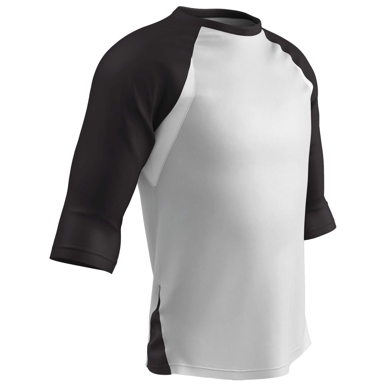 Complete Game 3/4 Sleeve Baseball Shirt Youth Small White with Black Sleeves