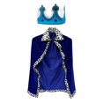 thumbnail image 2 of Disfraz de rey para niños Disfraz medieval Accesorios de cosplay Accesorios de disfraz de príncipe medieval Túnica de rey y corona para fiesta de Azul, 2 of 9