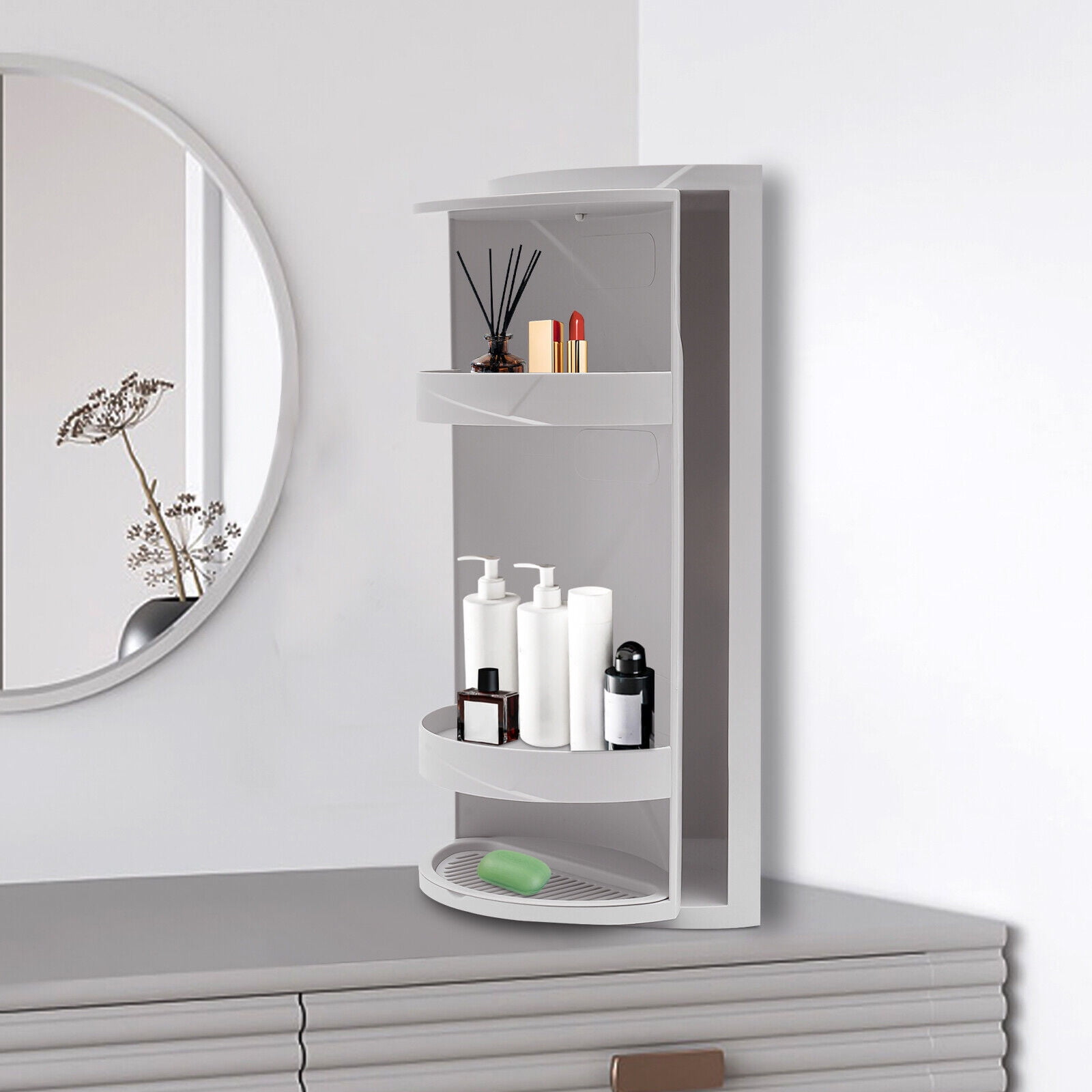 3 Tiers Storage Rack Rotating Storage Shelf Cosmetic Organizer Bathroom Holder Kitchen
