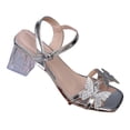 thumbnail image 2 of Uobin Women's Heeled Sandals Square Open Toe Butterfly Ankle Strap Block Heels Strappy Clear Heels Low Heels, 2 of 9